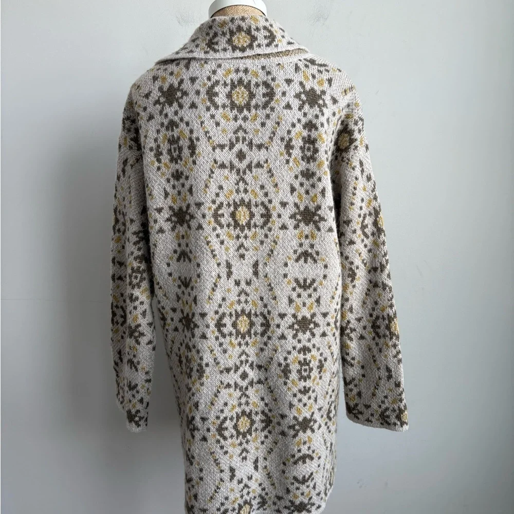 Free People Alpaca Wool Blend Nordic Knit Sweater Coat Cardigan Size L